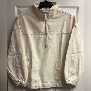 NWT LNDN Quarter Zip Denim Pullover/Jacket In Natural Size Large